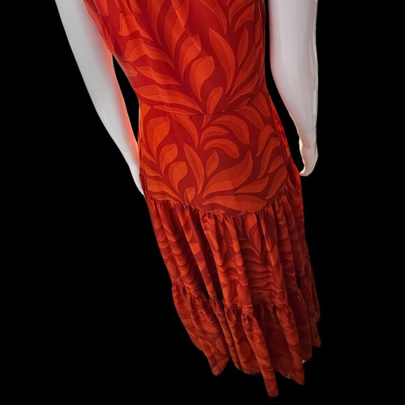 Women's Red/Orange One Shoulder Dress - Picture 4 of 4